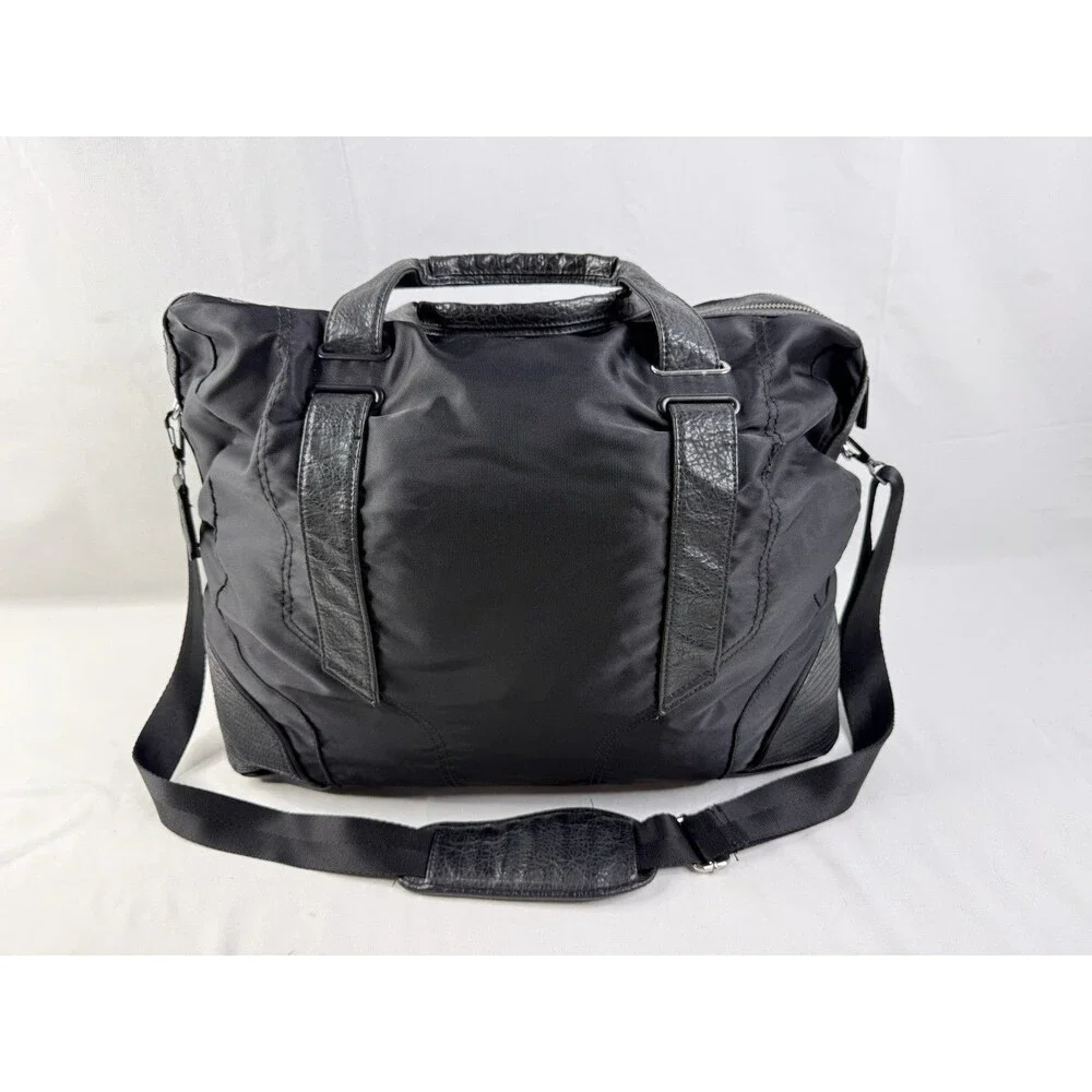Retro Y2K DIESEL Tote Bag Large Capacity Boston Nylon Leather Black Vintage